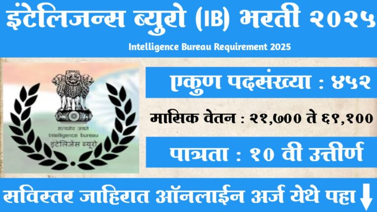 Intelligence Bureau Security Assistant Bharti 2025