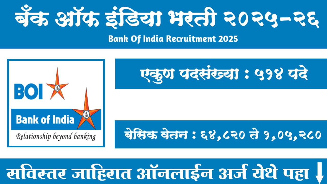 Bank Of India Requirement 2025-26