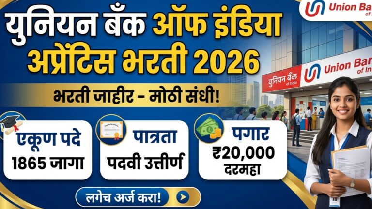 Union Bank Of India Recruitment 2026: बँकिंग क्षेत्रात करिअर घडवण्यासाठी सुवर्ण संधी | 1865 जागांसाठी मेगा भरती 2026
