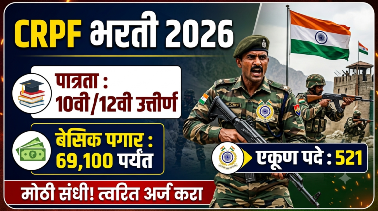 CRPF Sports Quota Recruitment 2026: 10वी/12वी उत्तीर्ण उमेदवरांसाठी सुवर्ण संधी.